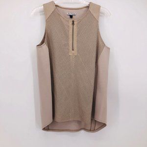 My Tribe Perforated Yoke Genuine Leather Trim Tank